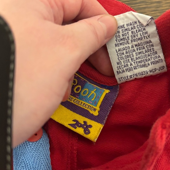 Vintage Disney Winnie the Pooh Baby Romper Red Blue Size 18 Months - Picture 3 of 6